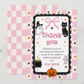 Gingham Halloween Verjaardag Bedankt Kaart (Voorkant / Achterkant)