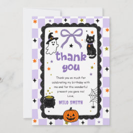 Gingham Halloween Verjaardag Bedankt Kaart