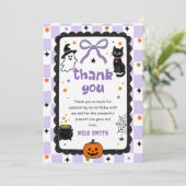 Gingham Halloween Verjaardag Bedankt Kaart (Staand voorkant)