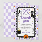 Gingham Halloween Verjaardag Bedankt Kaart (Voorkant / Achterkant)