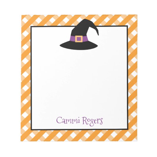 Gingham Halloween Witch Pet Persoonlijk Notitieblo Notitieblok (Voorkant)