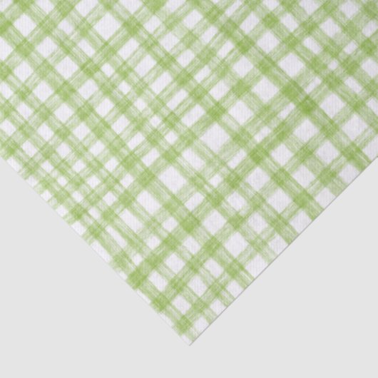 Gingham Hand-Drawn Modern Cute Green White Preppy Tissuepapier (Detail)