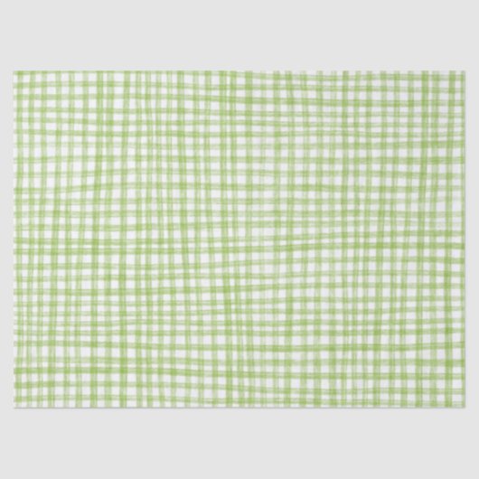 Gingham Hand-Drawn Modern Cute Green White Preppy Tissuepapier (Voorkant)