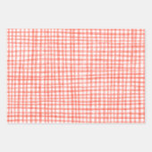 Gingham Hand-Drawn Modern Cute Red White Preppy Inpakpapier Vel (Voorkant)
