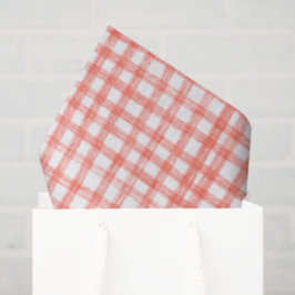 Gingham Hand-Drawn Modern Cute Red White Preppy Tissuepapier