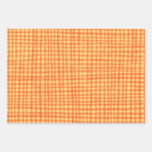 Gingham Hand-Drawn Modern Cute Red Yellow Preppy Inpakpapier Vel (Voorkant)