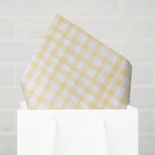 Gingham Hand-Drawn Modern Schattige Geel Wit Prepp Tissuepapier