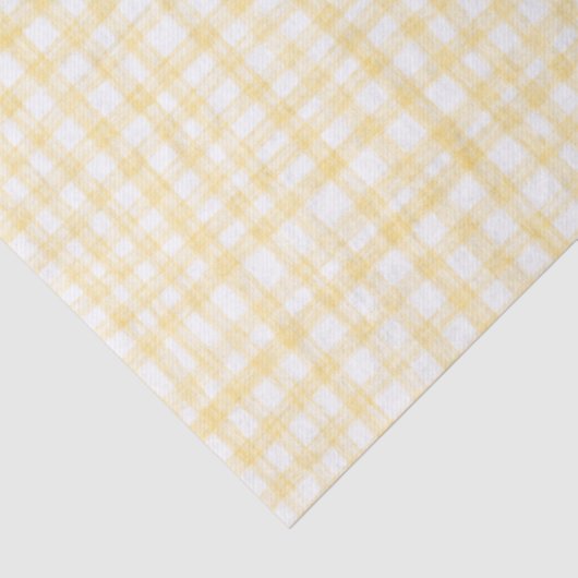 Gingham Hand-Drawn Modern Schattige Geel Wit Prepp Tissuepapier (Detail)