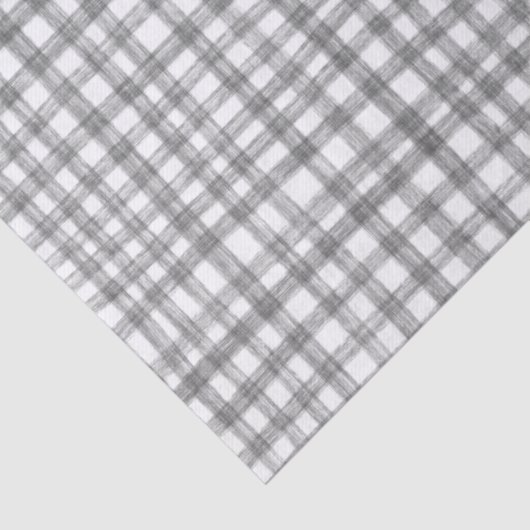 Gingham Hand-Drawn Modern Schattige Grijs Wit Prep Tissuepapier (Detail)