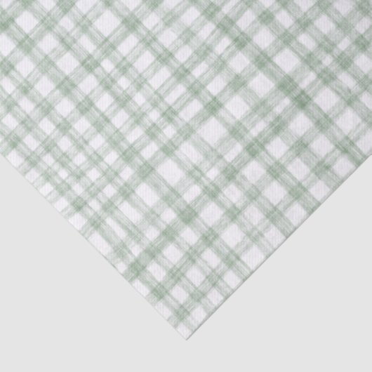 Gingham Hand-Drawn Modern Schattige Groen Wit Prep Tissuepapier (Detail)