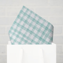 Gingham Hand-Drawn Modern Schattige Groen Wit Prep Tissuepapier