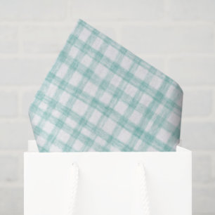 Gingham Hand-Drawn Modern Schattige Groen Wit Prep Tissuepapier
