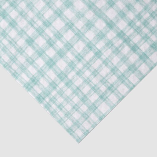 Gingham Hand-Drawn Modern Schattige Groen Wit Prep Tissuepapier (Detail)