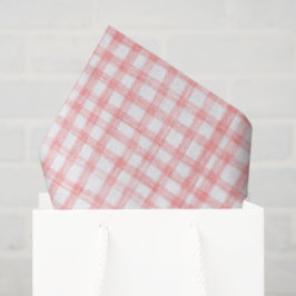 Gingham Hand-Drawn Modern Schattige Rood Wit Prepp Tissuepapier