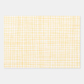Gingham Handgetekend Modern Schattig Geel Wit Prep Inpakpapier Vel (Voorkant 3)