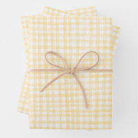 Gingham Handgetekend Modern Schattig Geel Wit Prep