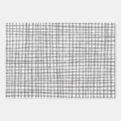 Gingham Handgetekend Modern Schattig Grijs Wit Pre Inpakpapier Vel (Voorkant 3)