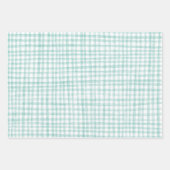 Gingham Handgetekend Modern Schattig Groen Wit Pre Inpakpapier Vel (Voorkant 3)