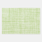 Gingham Handgetekende Moderne Cute Groen Witte Pre Inpakpapier Vel (Voorkant 2)