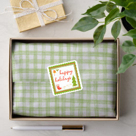 Gingham Handgetekende Moderne Cute Groen Witte Pre Tissuepapier