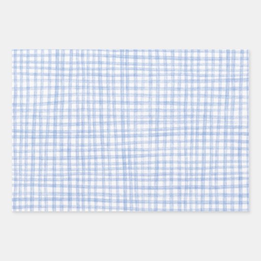 Gingham handgetekende moderne Schattigee kerstprep Inpakpapier Vel (Voorkant)