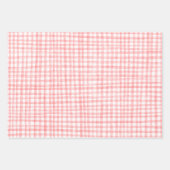 Gingham handgetekende moderne Schattigee rood-witt Inpakpapier Vel (Voorkant 3)