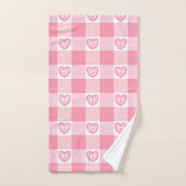 Gingham harten roze badhanddoek set bad handdoek (Handdoek)