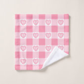 Gingham harten roze badhanddoek set bad handdoek (Wasdoekje)