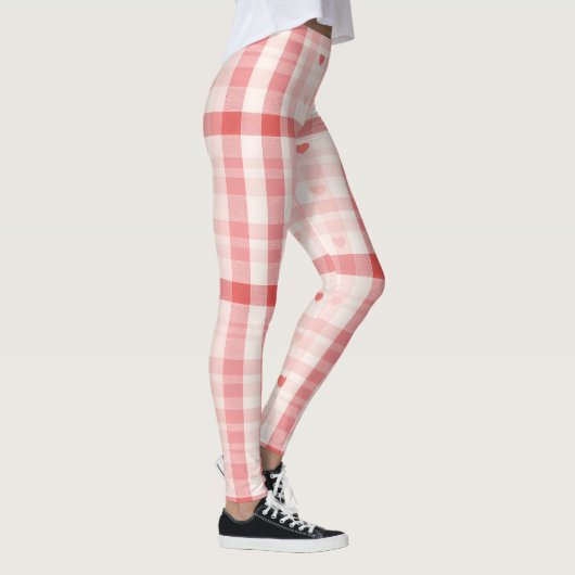 Gingham Hearts • Classic Sweet Valentine Seamless  Leggings (Rechts)