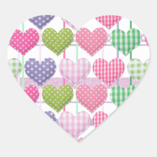 Gingham Hearts Pattern Hart Sticker