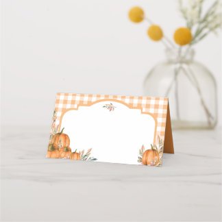 Gingham Herfst Pompoenen Thanksgiving Diner Plaatskaartje