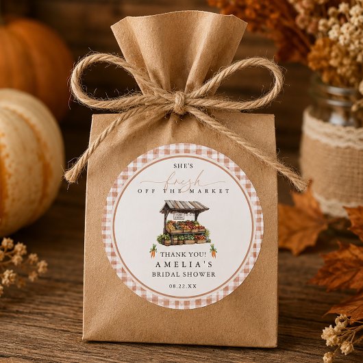 Gingham Herfst Verse Uit De Markt Bruiloft Feest Ronde Sticker