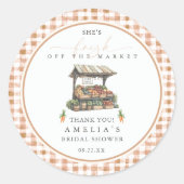 Gingham Herfst Verse Uit De Markt Bruiloft Feest Ronde Sticker (Voorkant)