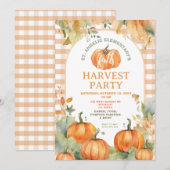 Gingham-herfstfestivaluitnodiging Oogstfeest Kaart (Voorkant / Achterkant)