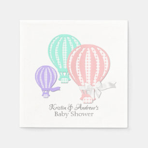 Gingham Hete Luchtballon Avontuur Baby shower Servetten