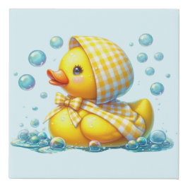 Gingham Hoedje Rubber Eend Imitatie Canvas Print
