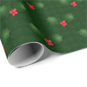 Gingham Holly Berries Cadeaupapier (Rol Hoek)