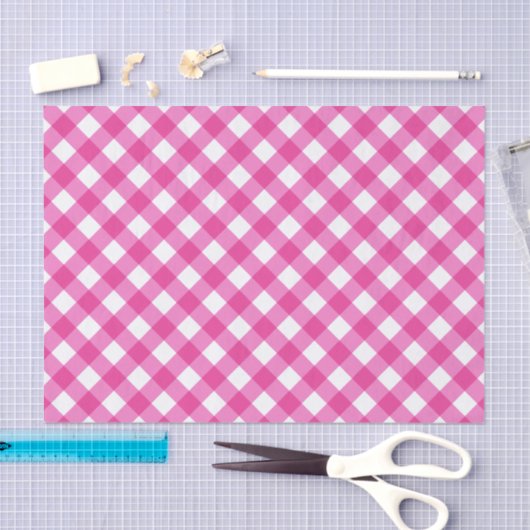 Gingham Hot Pink en White Pattern Tissuepapier (Craft)