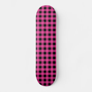 Gingham Hot Pink en Zwart Persoonlijk Skateboard