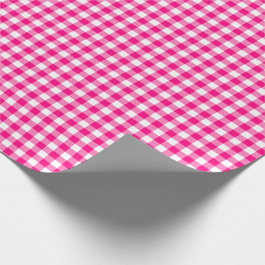 Gingham Hot Pink Wrapping Paper Cadeaupapier (Hoek)