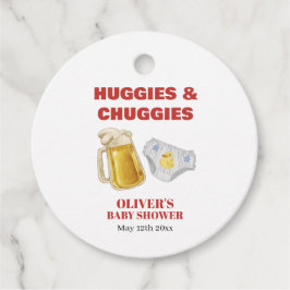 Gingham Huggies Chuggies Beer Diaper Baby Shower  Bedankjes Labels