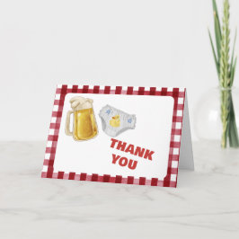 Gingham Huggies Chuggies Beer Diaper Baby Shower  Bedankkaart
