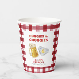 Gingham Huggies Chuggies Beer Diaper Baby Shower  Papieren Bekers