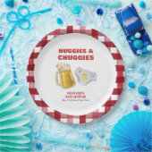 Gingham Huggies Chuggies Beer Diaper Baby Shower Papieren Bordje (Feest)