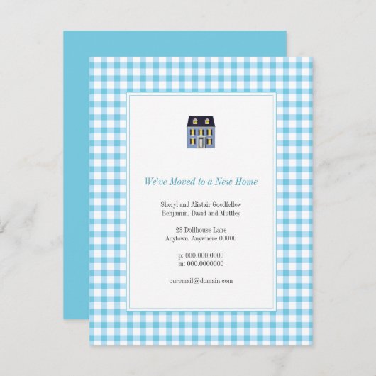 Gingham Huis Verhuisbericht Aankondiging (Voorkant / Achterkant)