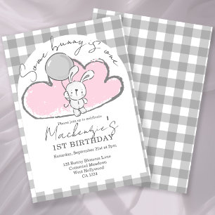 Gingham Iets Bunny Is Eén Verjaardag Persoonlijk G Kaart