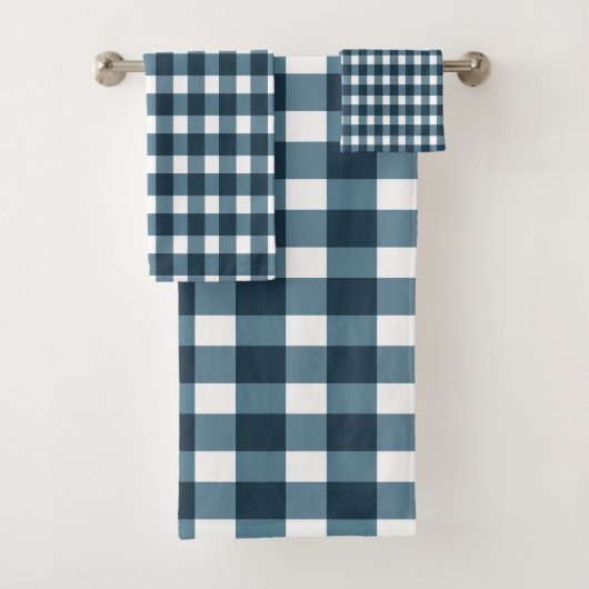 Gingham Indigo Blue Pattern Bad Handdoek (Insitu)