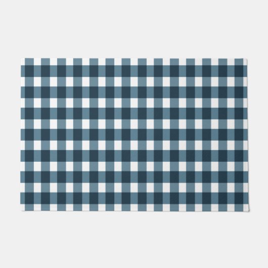 Gingham Indigo Blue Pattern Deurmat (Voorkant)