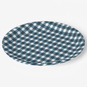Gingham Indigo Blue Pattern Papieren Bordje (Gekanteld)