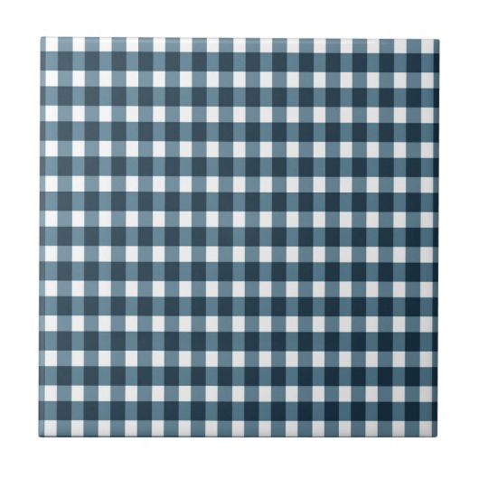 Gingham Indigo Blue Pattern Tegeltje (Voorkant)